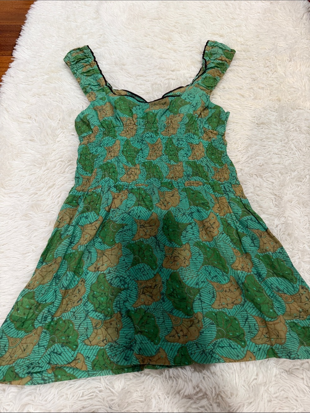 Free People Green and Tan Floral Print Tunic - Picture 3 of 3